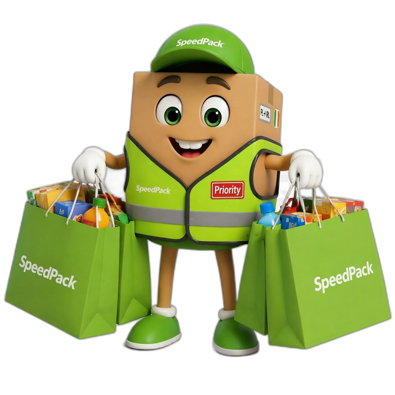 Maskotka SpeedPack z torbami zakupowymi