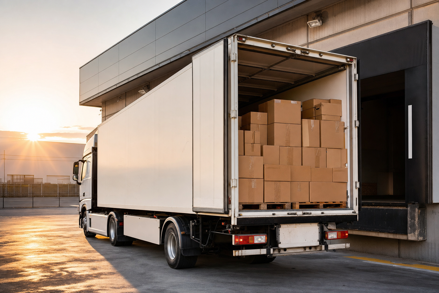 Transport paczek Polska–Irlandia — ciężarówka SpeedPack przy magazynie
